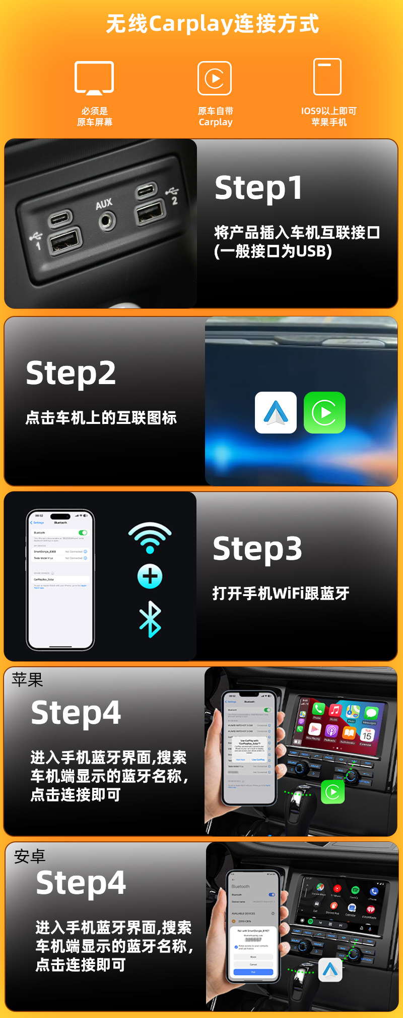 Cross-Border Wireless Carplay Converter 2-in-1 Apple Android Car Interconnection Box Smart Carplay Box