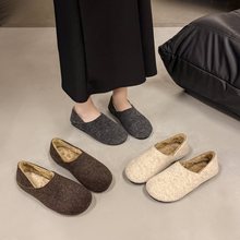 棉鞋2025绒面软底秋冬季平底一脚蹬新款豆豆复古勃肯鞋女加绒两穿
