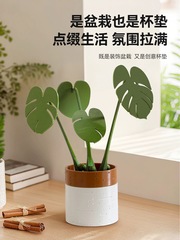 Monstera coasterプラント亀背竹カップマット植物磁石付き3Dプリントクロスボーダー起爆金