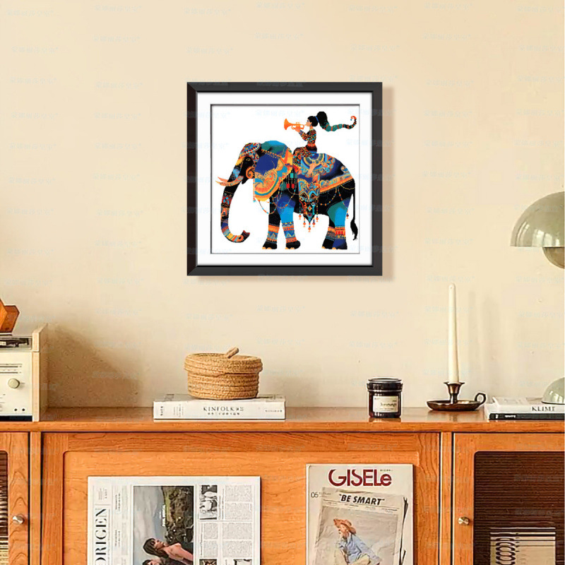 Mona Lisa Real bordado cruzado nuevo elefante lindo animal estilo nacional sala de estar decoración de entrada bordado a mano