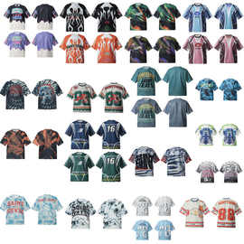 青年男女美潮牌宽松速干网眼球衣运动赛车街舞短袖T恤