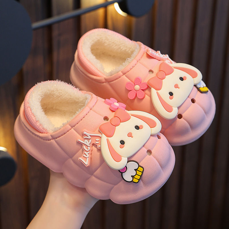 Zapatillas de algodón para niños de invierno niños y niñas cálido forro polar impermeable antideslizante bebé 1-3 años 2 zapatillas de felpa para bebés