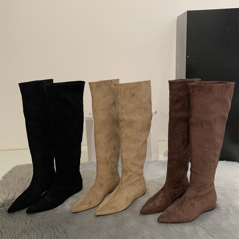 Extremely stylish over-the-knee boots for women, 2026 new model, flat-soled brown slim-fit boots, Maillard high-tube stacked boots Extremely stylish over-the-knee boots for women, 2026 new model, flat-soled brown slim-fit boots, Maillard high-tube stacked boots