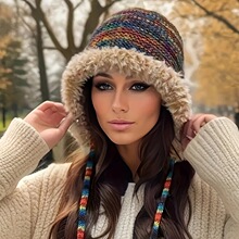 O 13392 Rainbow Fleece Lined Beanie �ʺ�ë�ޱ߻���ñ�羳