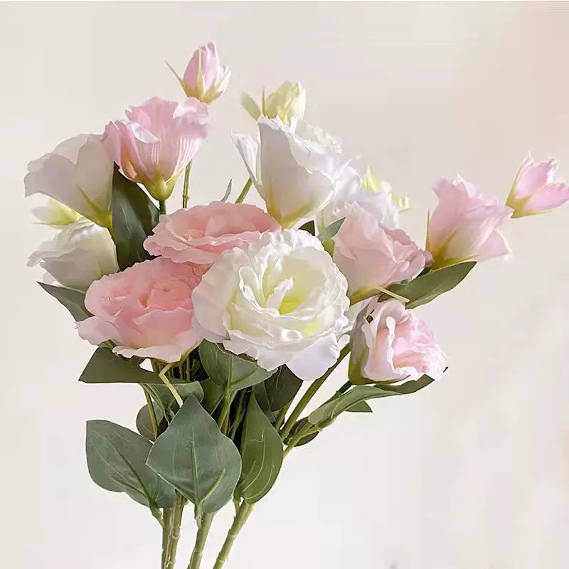 高档4头仿真洋桔梗假花绢花家居摆件婚庆婚礼花束装饰厂家直销