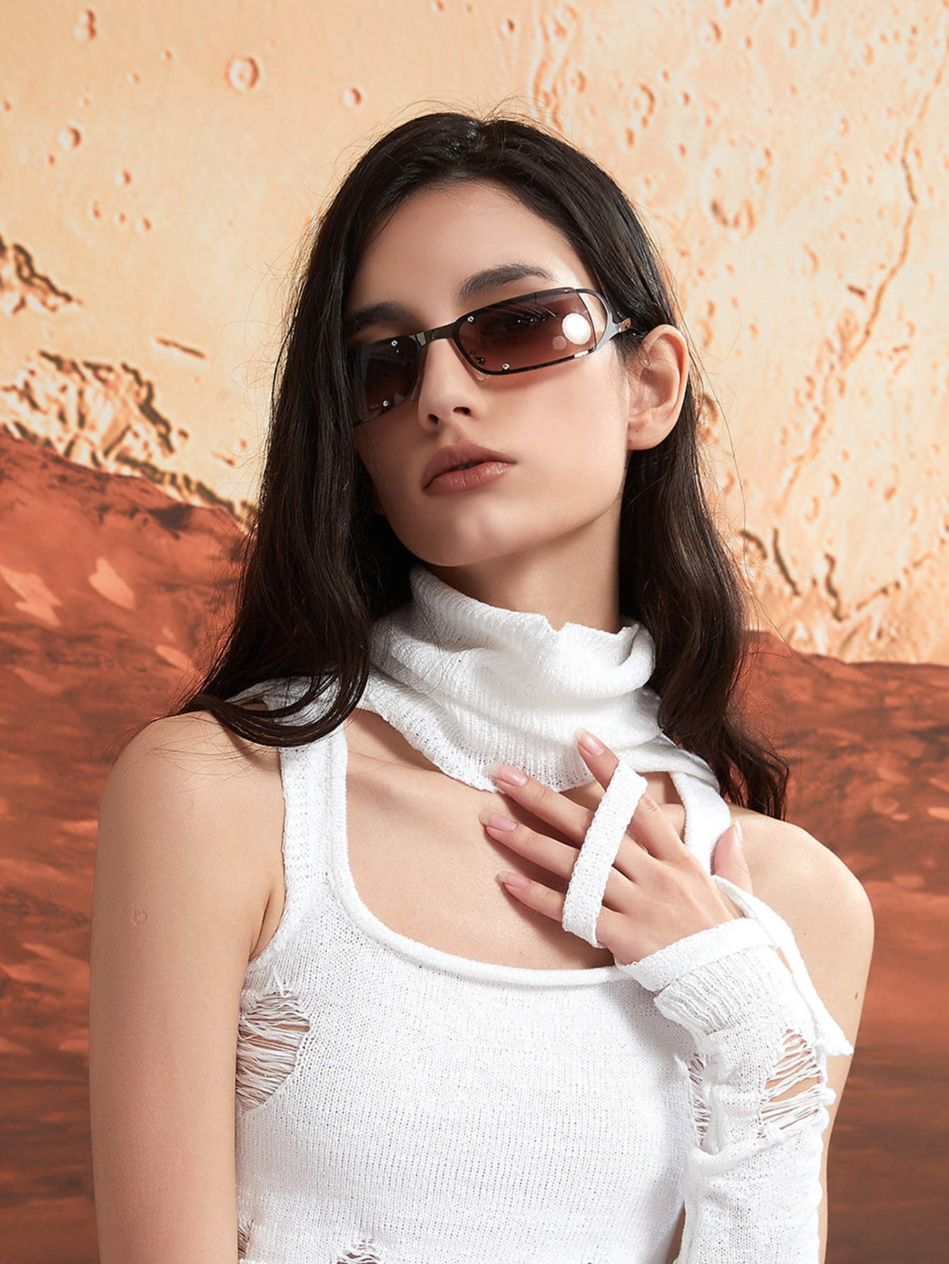 50g Weight Full Frame Glasses Structure Fashion Pc Square Full Frame Women's Sunglasses