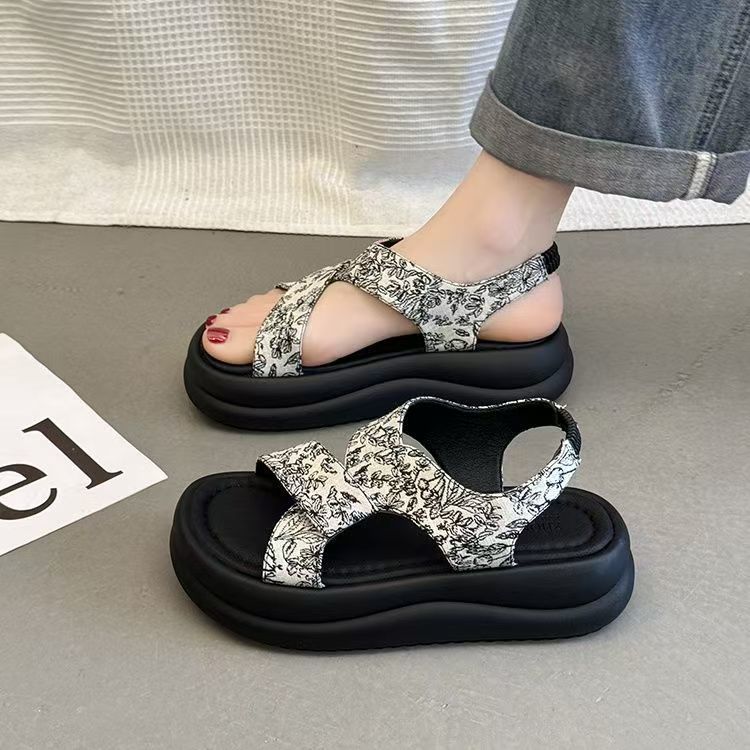 PLOVER sandalias de verano para mujeres con zapatos de muffin de alta calidad de suela gruesa, moda nacional, nuevos zapatos romanos de red china