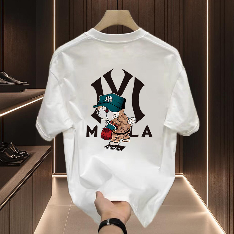 夏の純綿半袖 Tシャツメンズ 2025 アメリカのトレンディなブランドルーズカジュアル Tシャツトレンディなラウンドネックトップ|undefined