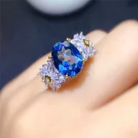 Новый стиль натуральный Лондон синий топа кольцо живое 925 серебряная инкрустация роскошные атмосферные женские кольца моды оптом