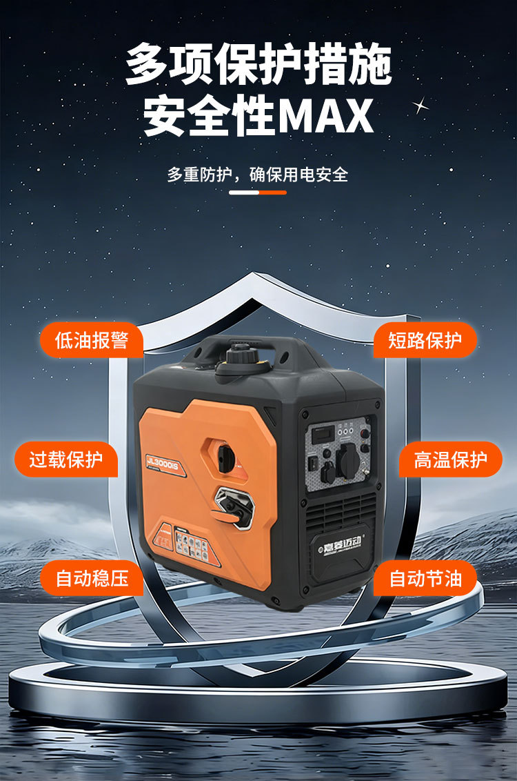 New silent variable-frequency gasoline generator for home emergency use, small RV camping, 220V outdoor portable