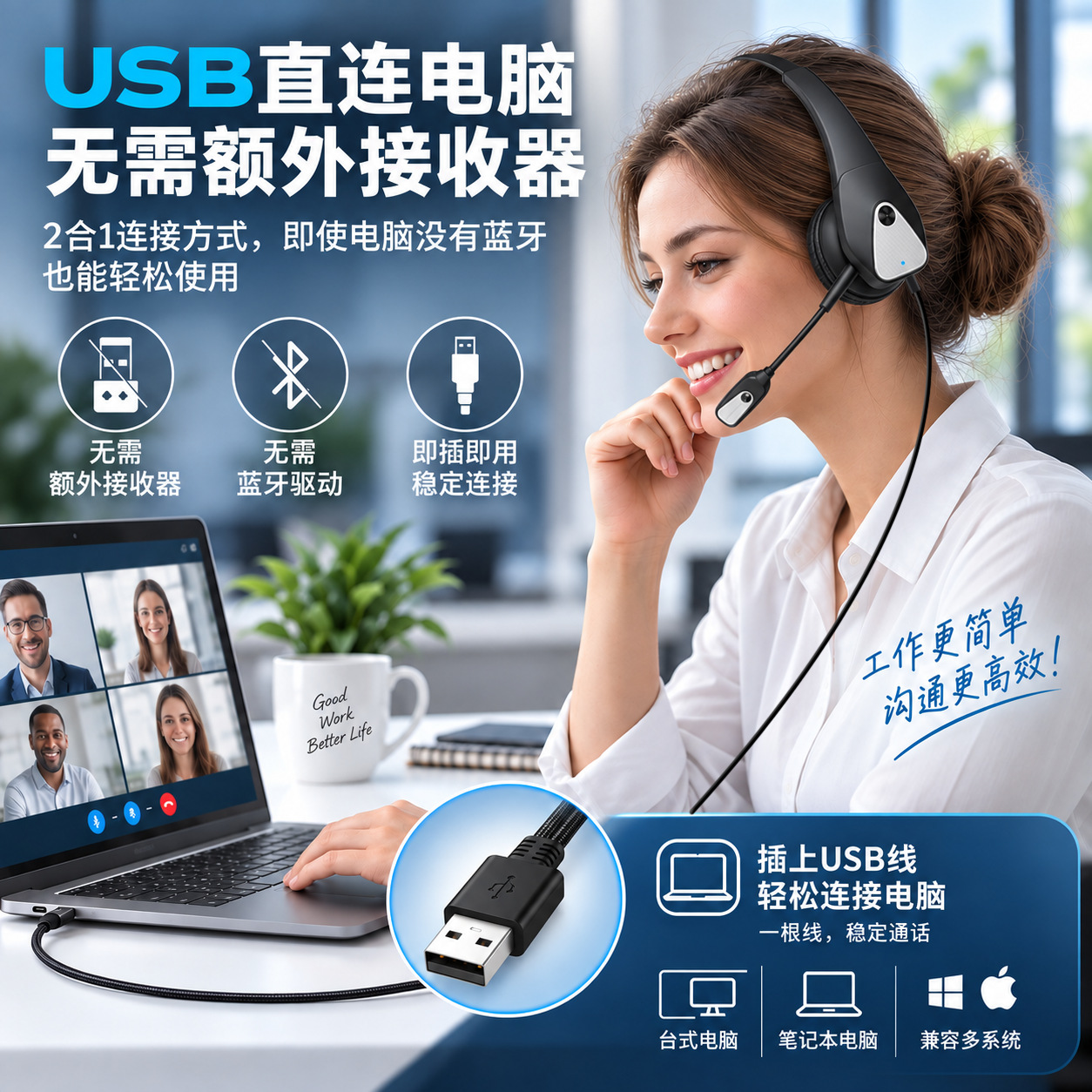 Bluetooth Headphones 2026 New Model Business Conference Noise Cancelling Truck Driver Long Battery Life Over-Ear Wireless Bluetooth Headphones