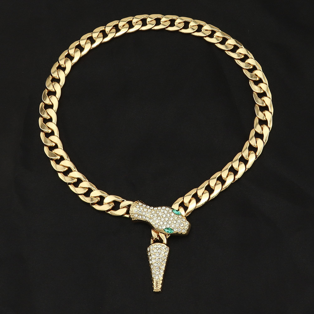 55g Weight Rhinestones Inlay Material Bracelets, Necklace Classification Street Occasion Alloy, Iron Material Snake Pattern Unisex Gender Hip-Hop, Punk Style Hip-Hop Punk Snake Alloy Iron Rhinestones Unisex Bracelets Necklace 2