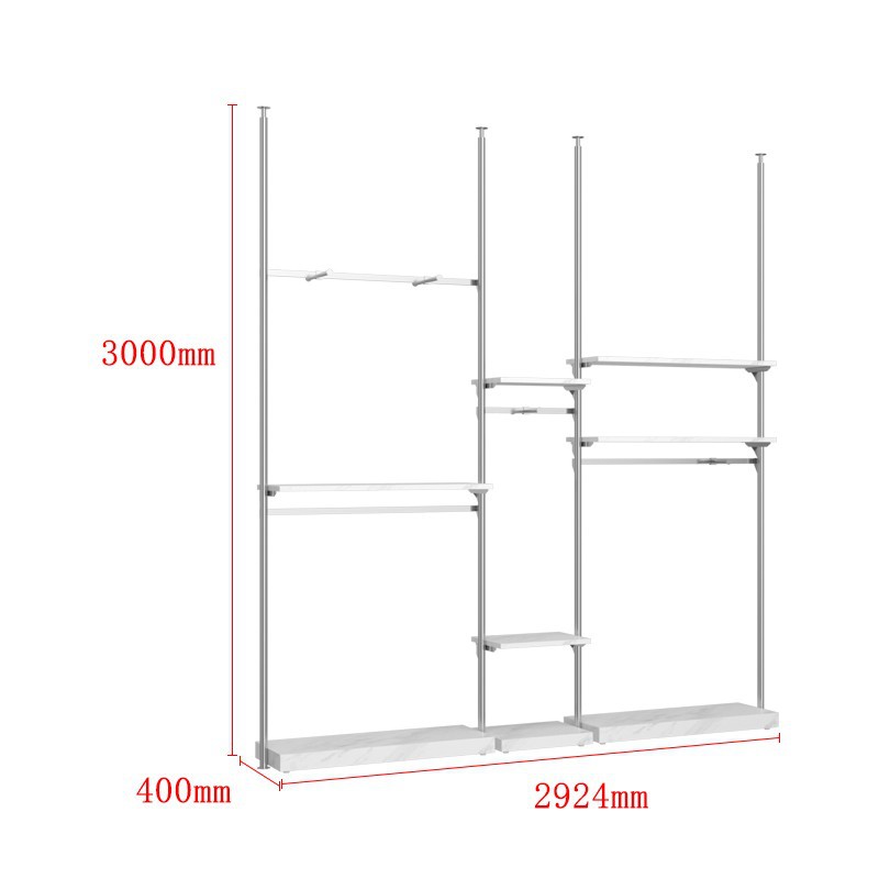 Acero inoxidable Tianzhu tienda de ropa estante de exhibición estante de exhibición tipo piso simple elevación de pared superior armario de prendas de hombre