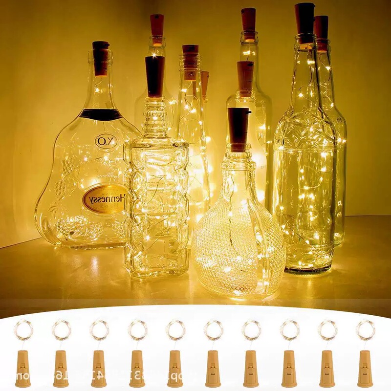 Amazon explosions led solar bottle stopper copper wire lamp string 1 meter 10 lamp wine bottle stopper lamp string atmosphere decorative lamp
