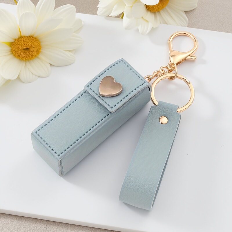 Love Lipstick Keychain Pendant Cross-border Thickened Leather Car Accessories Mini Storage Bag Gift Hanging Ornaments