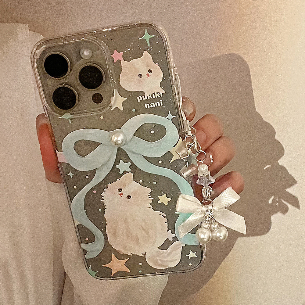 45g Weight iPhone Applicable Brands Phone Cases Classification tpu Material Cat, Bow Knot Pattern Cute Style Tpu Cat Bow Knot Cute Phone Cases Phone Accessories 9
