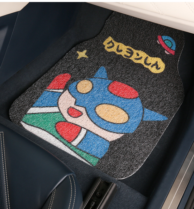 Cute cartoon car mat wire ring monolithic car main driving anti-dirty carpet protection mat thickened universal girls