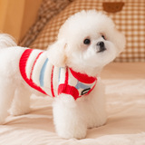 嬉皮狗 Осенняя и зимняя одежда для собак, теплые свитера из бархата в полоску из искусственного норки, одежда для кошек, одежда для домашних животных маленьких и средних размеров.