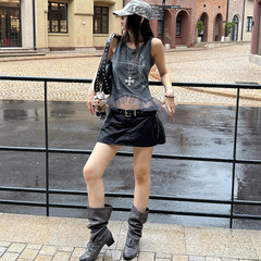 MMFISH おしゃれなストリートスタイルの両サイドにジッパーが付いたゆったりとしたホットガールのストレートスリムパンツスカート 25Q221