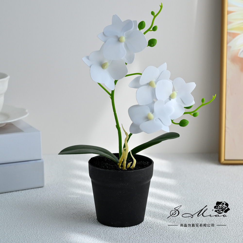 Dos dientes cinco flores sensación de mano pequeña orquídea mariposa imitación bonsai flores falsas decoración del hogar fotografía flores artificiales flores de boda