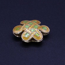 传统高温珐琅机制银蓝古风饰品配件背云隔珠景泰蓝19*15中国结