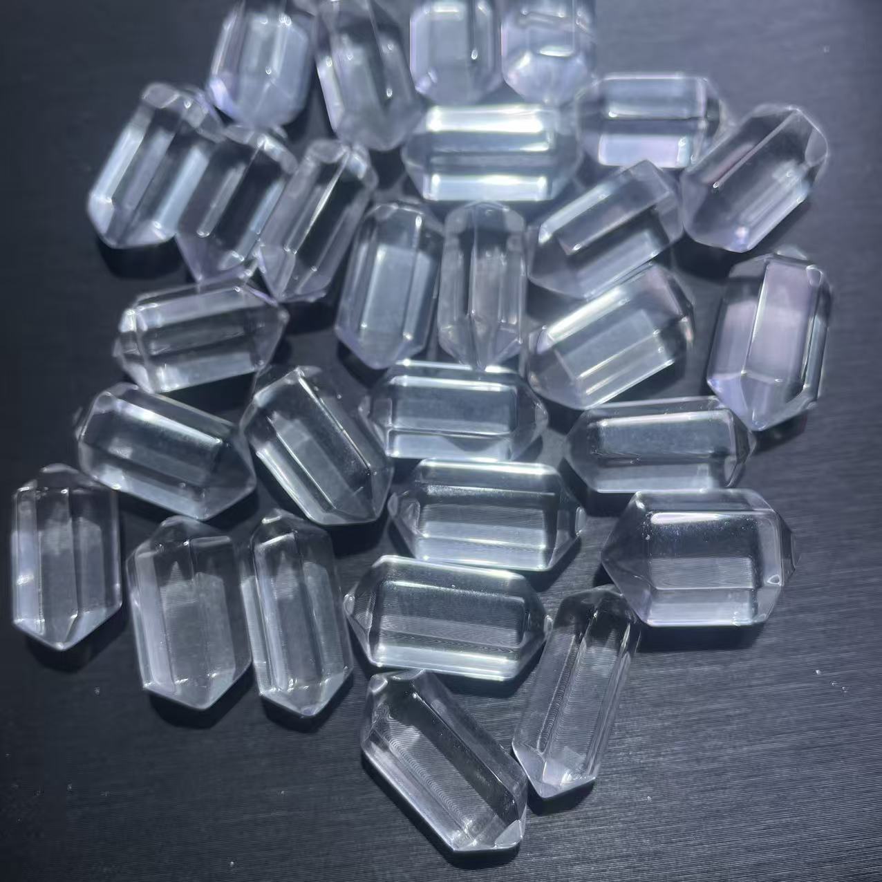 清新甜美纯天然白水晶双尖男女通用串饰DIY手链项链手工配件