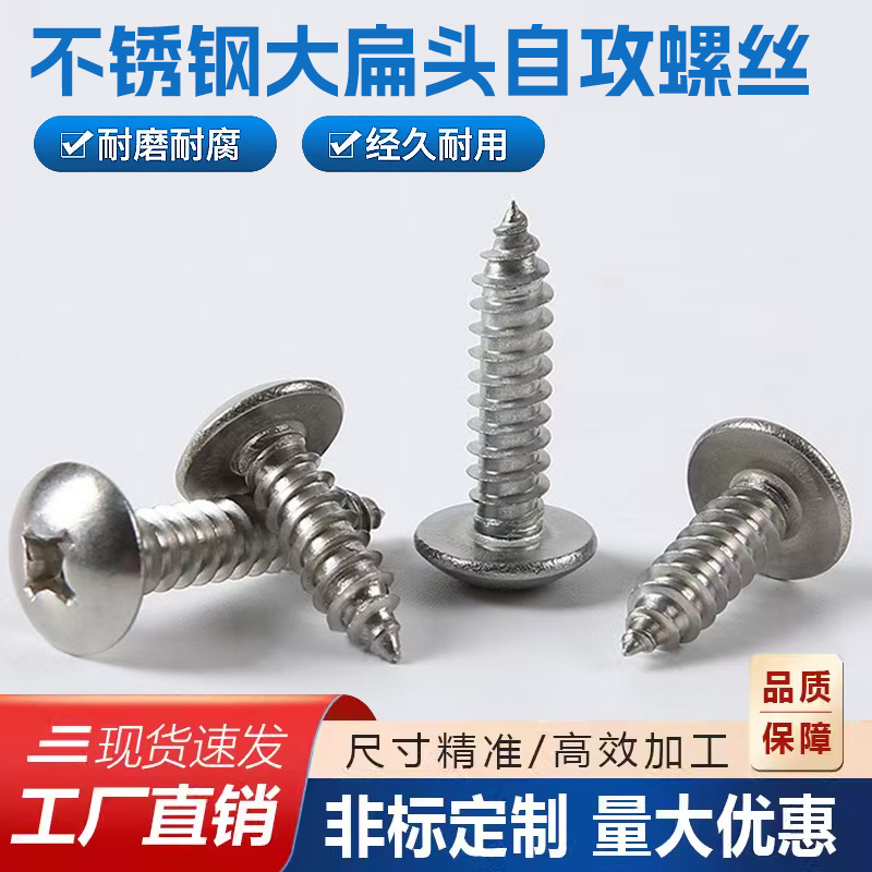201 Stainless Steel Cross Flat Head Self-Tapping Screws M2 Mushroom Head Screws M3 Large Umbrella Head Stainless Steel Screws 201 Stainless Steel Cross Flat Head Self-Tapping Screws M2 Mushroom Head Screws M3 Large Umbrella Head Stainless Steel Screws