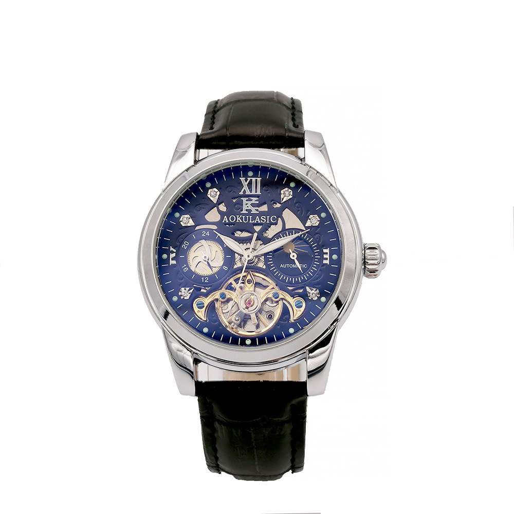 Ogulas reloj hombres de negocios reloj mecánico automático impermeable tourbillon hueco multi-funcional reloj de los hombres 1701