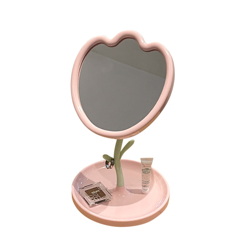 Espejo de maquillaje de alta sensación espejo de flores espejo de maquillaje de escritorio espejo de princesa giratorio espejo de maquillaje de tocador espejo de belleza
