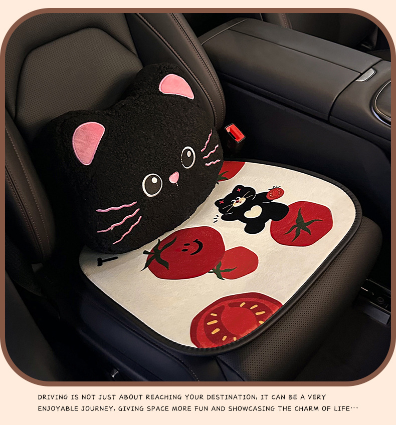 Car Seat Cushion Winter Cartoon Single Piece Small Car Women's Car Seat Cover Plush Fleece Warm Car Seat Pad