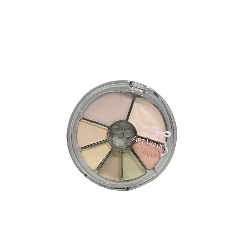 Valor de arte de siete colores para cubrir los círculos oscuros de los ojos, manchas de acné, brillo facial, cóncavo, bandeja multipropósito