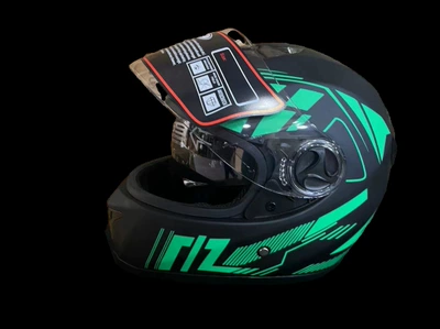 Motosiklet kaskı (dəbilqə) Helmet, Full-Face Helmet for Riding - matt-black-and-green-flowers-m-size-57-58cm