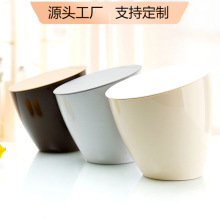 稻草屋 斜口桌面垃圾桶 时尚创意桌上收纳桶家用厨房迷你小垃圾桶