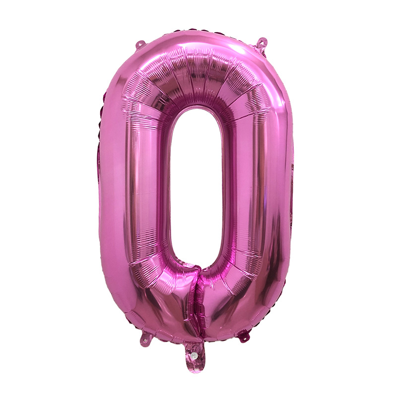 美版白色數字飄空鋁膜氣球 32寸玫紅數字氣球0-9瘦體氣球裝飾批發