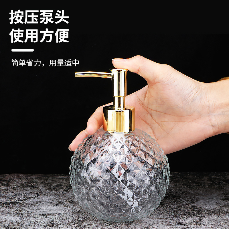 クロスボーダー手指消毒剤詰め替えボトル Amazon 350ml ガラスローションボトル ラウンドシャワージェル プッシュ式詰め替え空ボトル|undefined