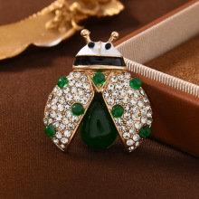 欧美跨境七星瓢虫胸针高级感小众镶钻昆虫胸针防走光衣饰胸针批发