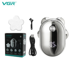 VGR新款跨境電動剃頭修鬍鬚水洗六頭刮鬍刀智能數顯光頭剃鬚刀395