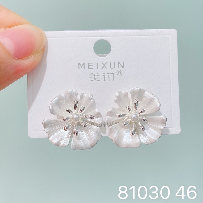 Meixun 新製品クロスボーダーホット販売ペイントフラワーイヤリングニッチデザインコールドスタイルパーソナライズされたレトロ 925 シルバー針女性用|undefined