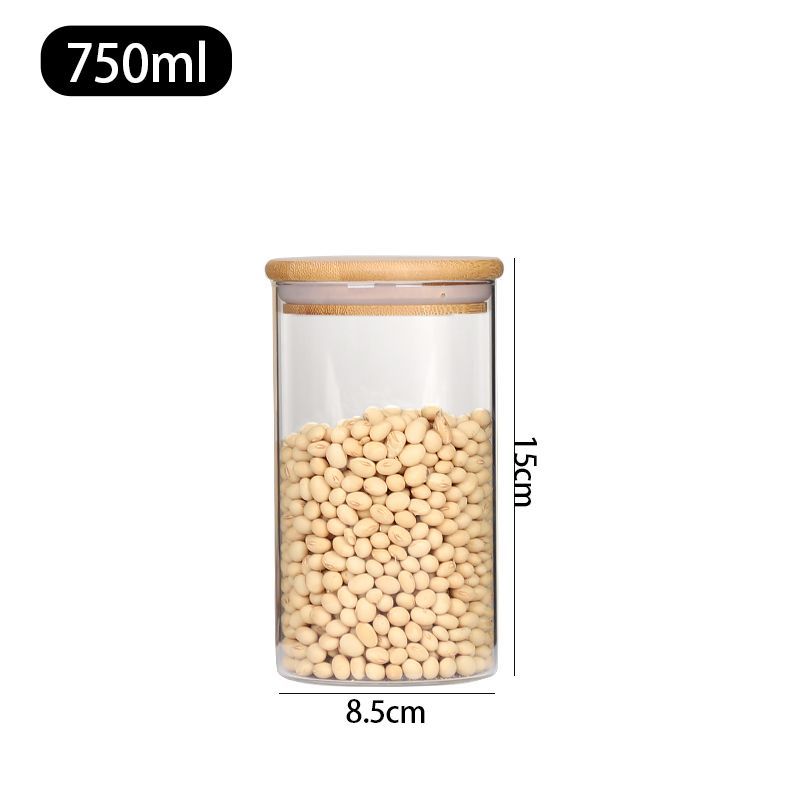 Tanque de sellado de vidrio transparente de alto borosilicato con tapa de granos granos granos de café lata de almacenamiento de vidrio lata de té impresa logotipo