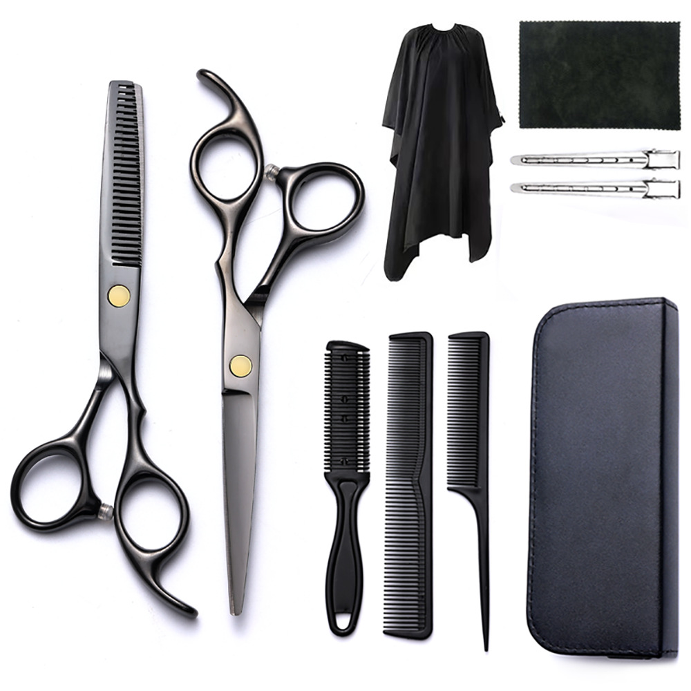 Corte de pelo tijeras transfronterizas amazonas color tijeras de dientes planas cortadas delgadas frange tijeras divisorias fábrica de tijeras al por mayor set de tijeras de peluquería