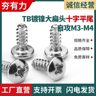 TB碳钢镀镍十字大圆头自攻螺丝十字大扁头平尾自攻钉伞头螺丝钉