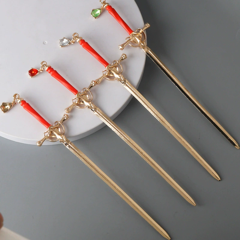 Sword, Chinese hairpin, metal pendant drop-shaped, hairgrip, Hanfu, hair accessory, Chinese style, simple and elegant design