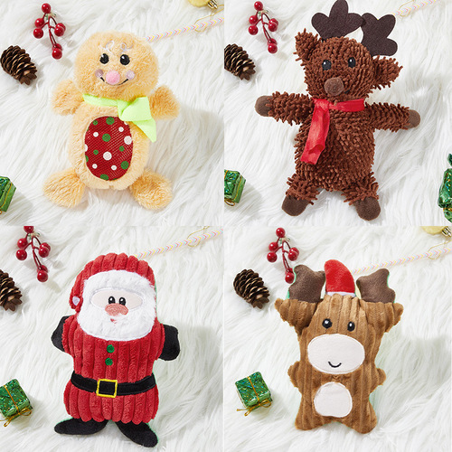 New Pet Plush Talking Christmas Series Chew-resistant Cute Cartoon Dog Toy Wholesale