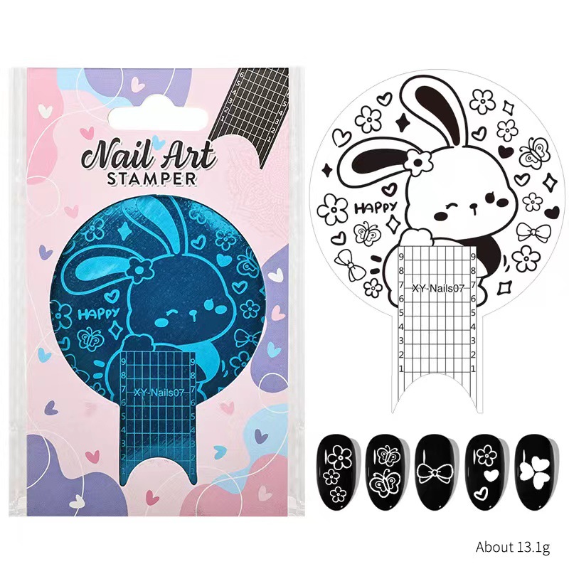 Nuevo producto transfronterizo plantilla de impresión de uñas película azul bricolaje redondo multifuncional impresión de uñas esmalte de uñas placa de acero pintada