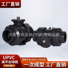 UPVC高平台活接球阀PVC-U双由令水管开关直接装执行器(自动)塑料