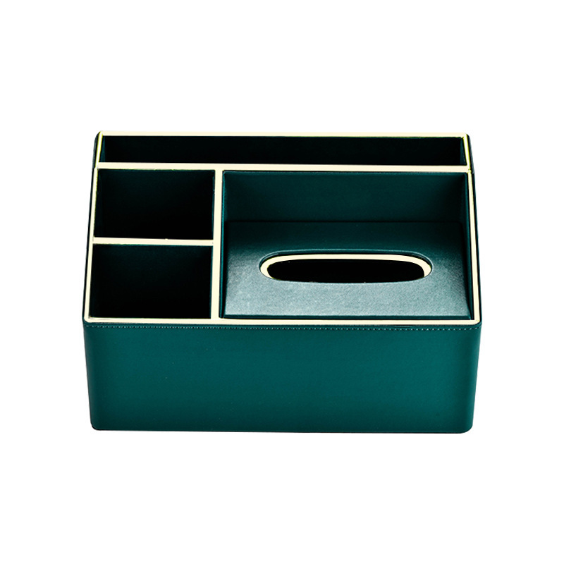 Caja de tejido hogar sala de estar escritorio creativo multifuncional caja de tejido Luz de lujo servilleta de cuero caja de almacenamiento de control remoto