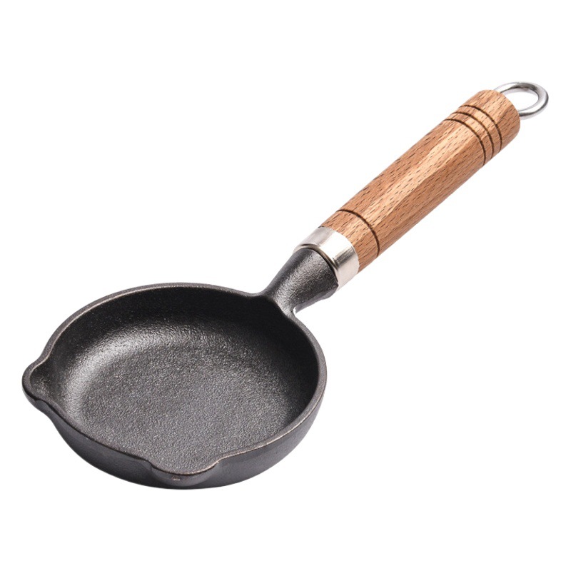 Pequeña felicidad hierro fundido hogar huevo sartén pequeña sartén de aceite olla de huevo escalfado mini huevo dumpling artefacto sartén antiadherente sartén