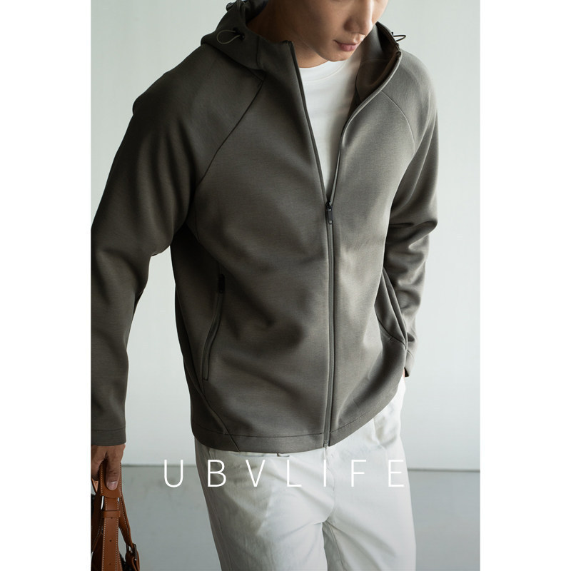 Modal Cotton Raglan Sleeve Full-Zip Hoodie for Men, 2026 Autumn Stretchy Skin-Friendly Casual Sweatshirt Jacket
