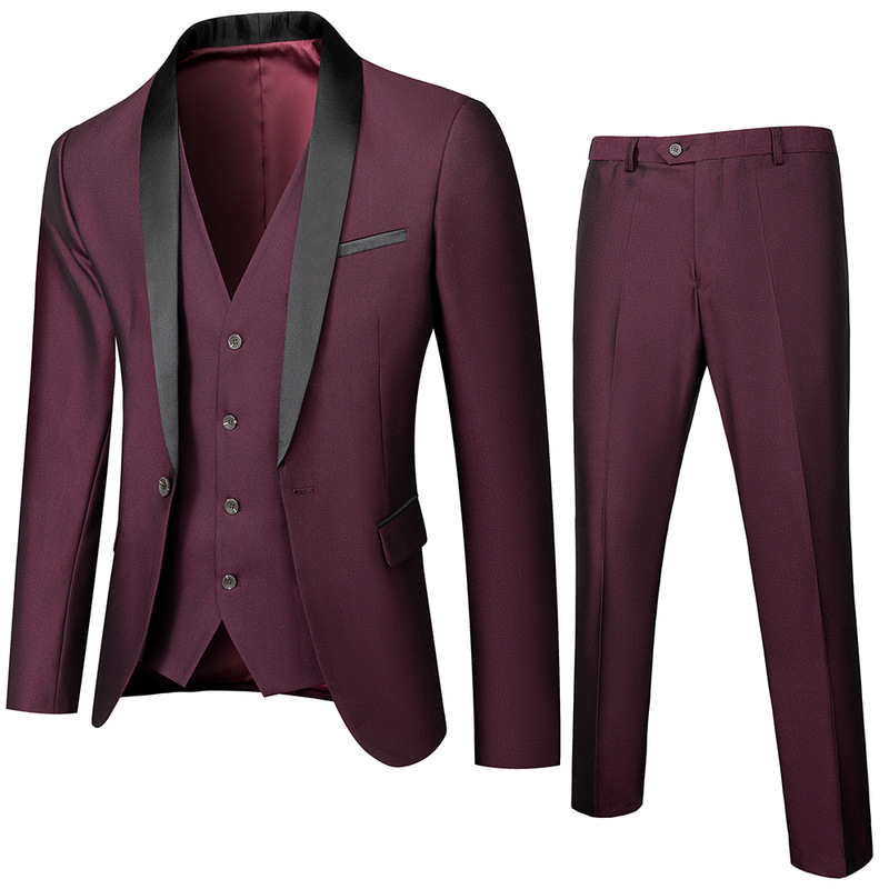 Traje casual de negocios de los hombres simples europeos y americanos traje de boda de los hombres vestido de novio Hall traje slim fit traje de tres piezas de los hombres