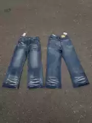 Ac New American Retro Dark Blue Bootcut Jeans for Men and Women Cat Whiskers Washed Cleanfit Long Pants for Men and Women